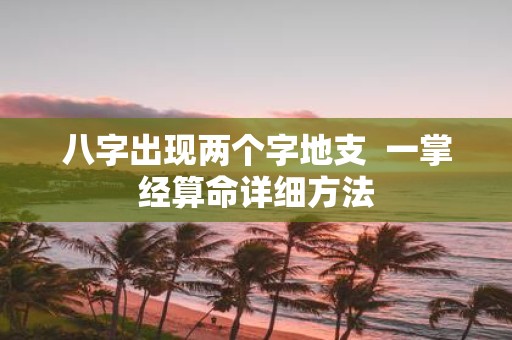 八字出现两个字地支 一掌经算命详细方法
