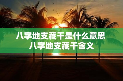 八字地支藏干是什么意思 八字地支藏干含义