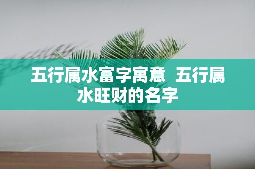五行属水富字寓意 五行属水旺财的名字