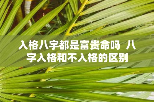 入格八字都是富贵命吗 八字入格和不入格的区别