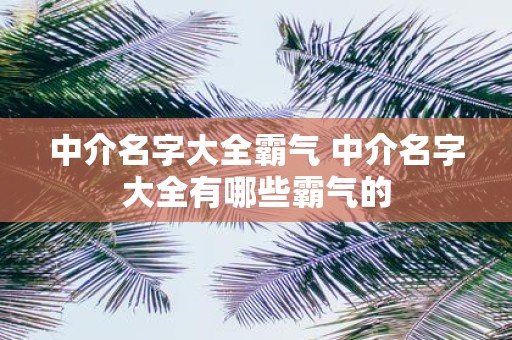 中介名字大全霸气 中介名字大全有哪些霸气的