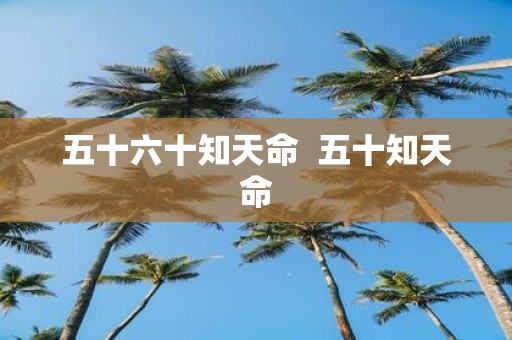 五十六十知天命 五十知天命