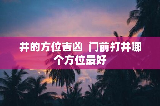 井的方位吉凶 门前打井哪个方位最好