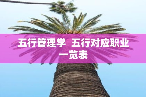 五行管理学 五行对应职业一览表