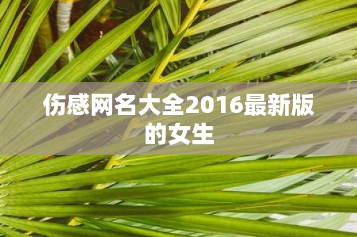 伤感网名大全2016最新版的女生