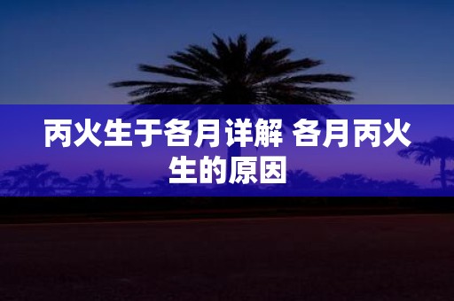 丙火生于各月详解 各月丙火生的原因