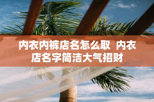 内衣内裤店名怎么取 内衣店名字简洁大气招财