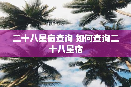 二十八星宿查询 如何查询二十八星宿