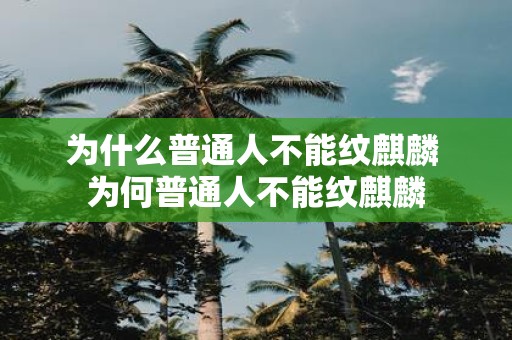 为什么普通人不能纹麒麟 为何普通人不能纹麒麟