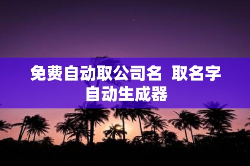 免费自动取公司名 取名字自动生成器