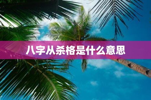 八字从杀格是什么意思