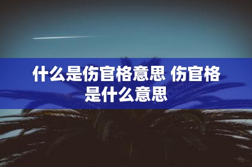 什么是伤官格意思 伤官格是什么意思