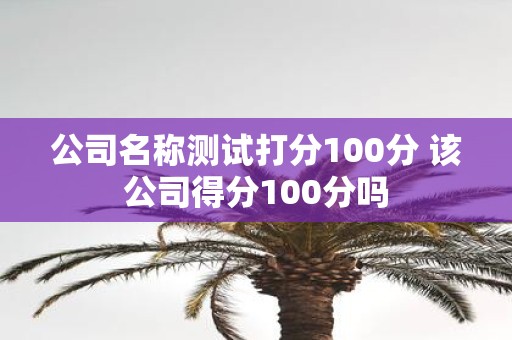 公司名称测试打分100分 该公司得分100分吗