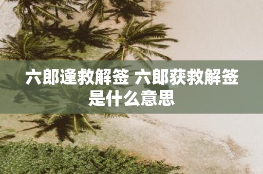 六郎逢救解签 六郎获救解签是什么意思
