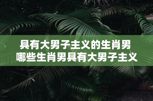 具有大男子主义的生肖男 哪些生肖男具有大男子主义