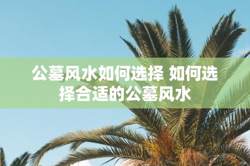 公墓风水如何选择 如何选择合适的公墓风水