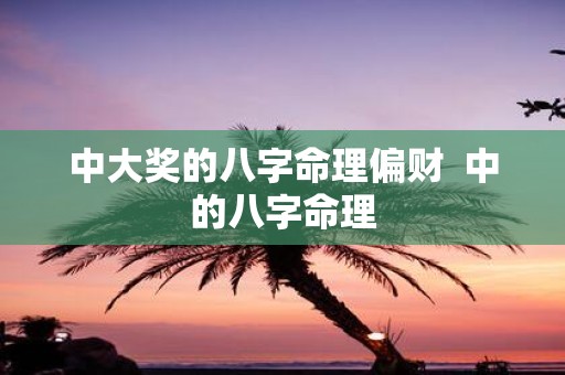 中大奖的八字命理偏财 中的八字命理