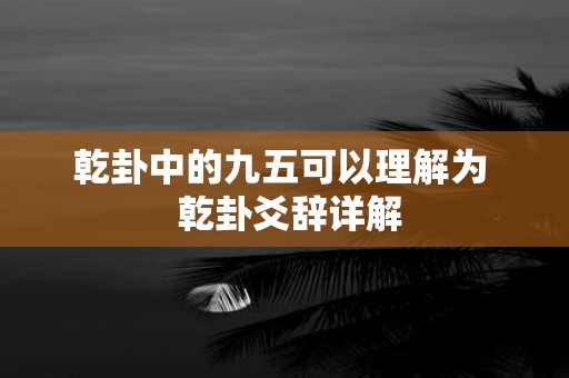 乾卦中的九五可以理解为 乾卦爻辞详解