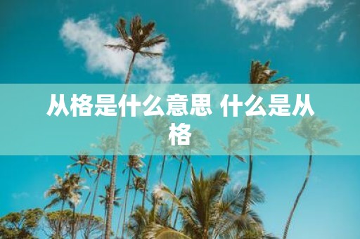 从格是什么意思 什么是从格