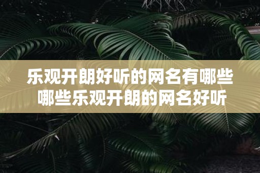 乐观开朗好听的网名有哪些 哪些乐观开朗的网名好听