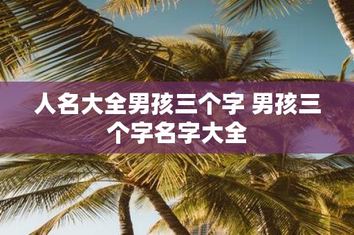 人名大全男孩三个字 男孩三个字名字大全