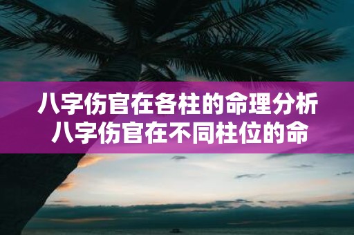 八字伤官在各柱的命理分析 八字伤官在不同柱位的命理解析