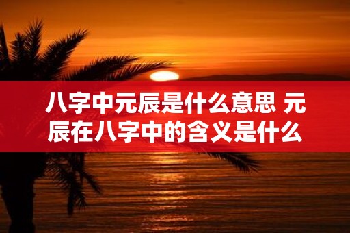 八字中元辰是什么意思 元辰在八字中的含义是什么