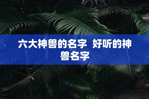 六大神兽的名字 好听的神兽名字