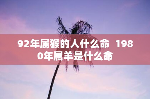 92年属猴的人什么命 1980年属羊是什么命