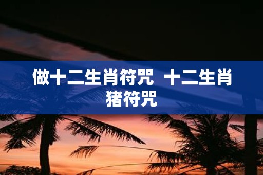 做十二生肖符咒 十二生肖猪符咒