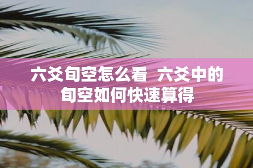六爻旬空怎么看 六爻中的旬空如何快速算得