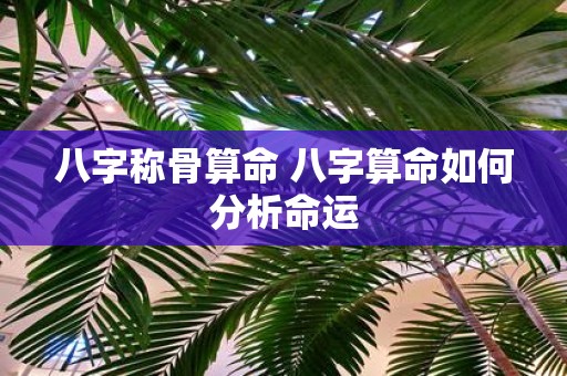 八字称骨算命 八字算命如何分析命运