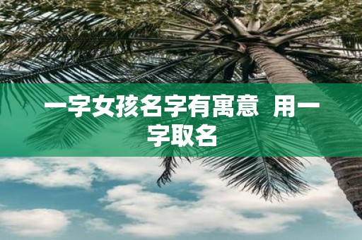 一字女孩名字有寓意 用一字取名