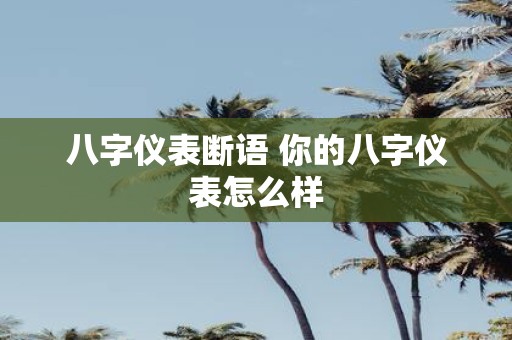 八字仪表断语 你的八字仪表怎么样