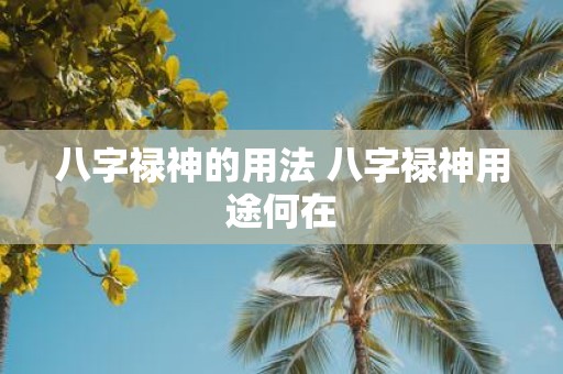 八字禄神的用法 八字禄神用途何在