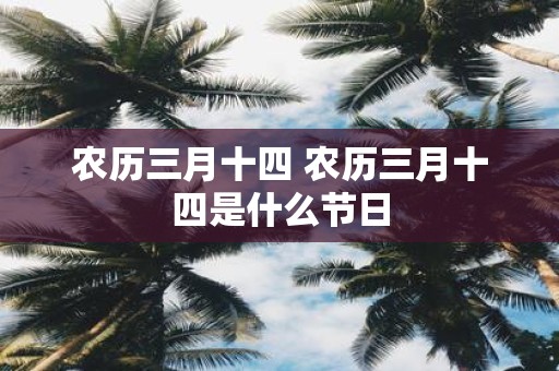农历三月十四 农历三月十四是什么节日