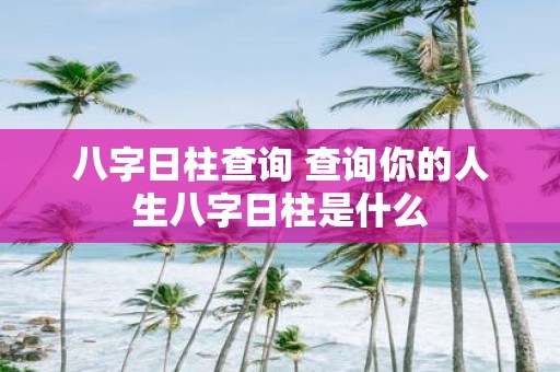 八字日柱查询 查询你的人生八字日柱是什么