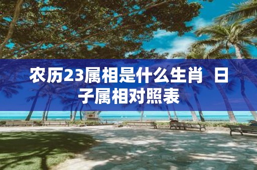 农历23属相是什么生肖 日子属相对照表