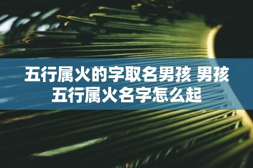五行属火的字取名男孩 男孩五行属火名字怎么起