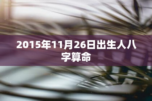 2015年11月26日出生人八字算命