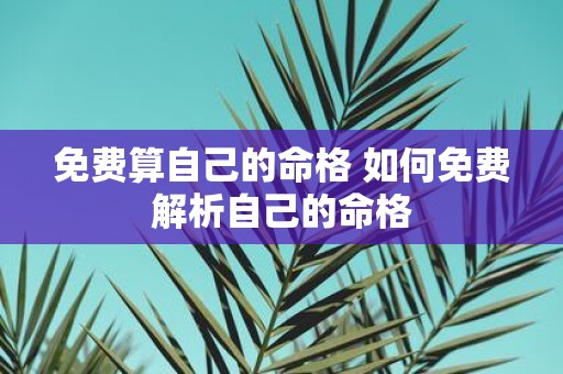 免费算自己的命格 如何免费解析自己的命格