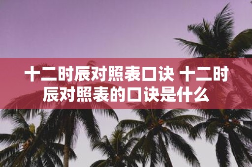 十二时辰对照表口诀 十二时辰对照表的口诀是什么