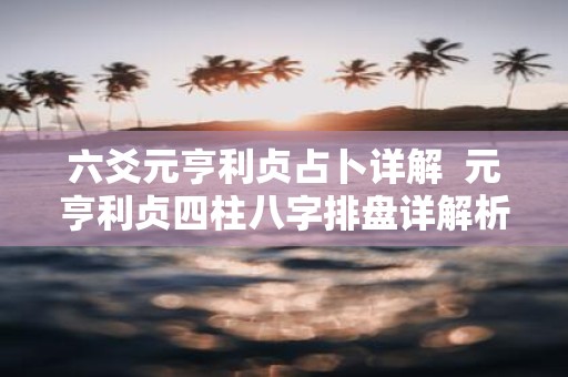 六爻元亨利贞占卜详解 元亨利贞四柱八字排盘详解析