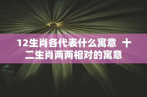 12生肖各代表什么寓意 十二生肖两两相对的寓意