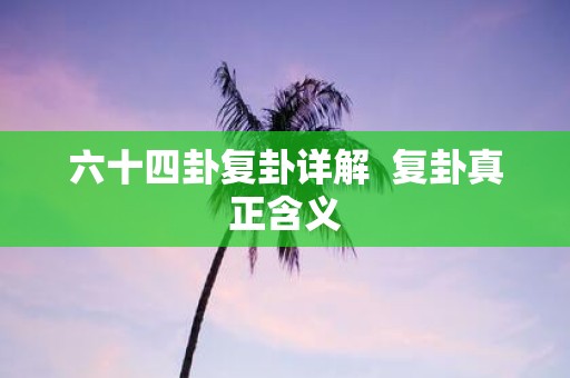 六十四卦复卦详解 复卦真正含义