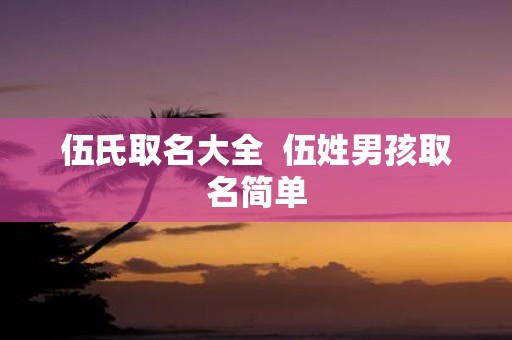 伍氏取名大全 伍姓男孩取名简单