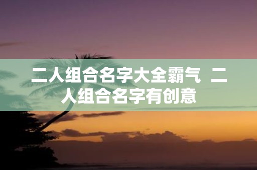 二人组合名字大全霸气 二人组合名字有创意