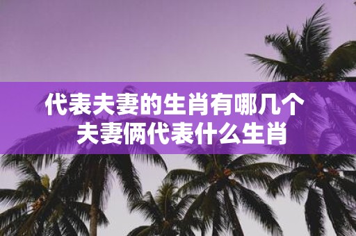 代表夫妻的生肖有哪几个 夫妻俩代表什么生肖