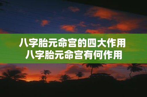 八字胎元命宫的四大作用 八字胎元命宫有何作用