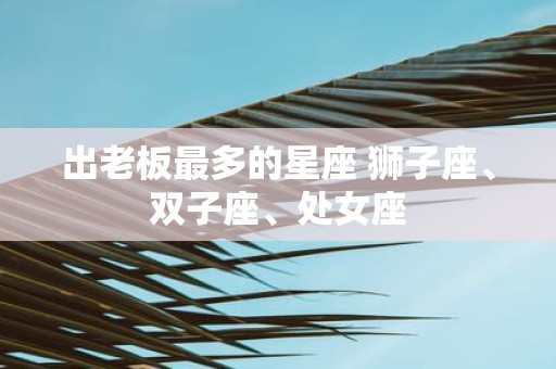 出老板最多的星座 狮子座、双子座、处女座